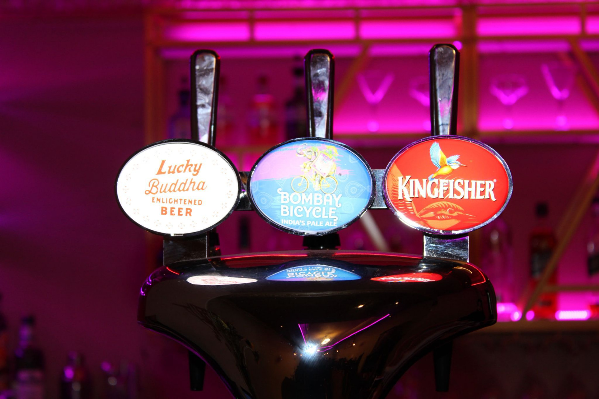 Draught beer taps at the bar