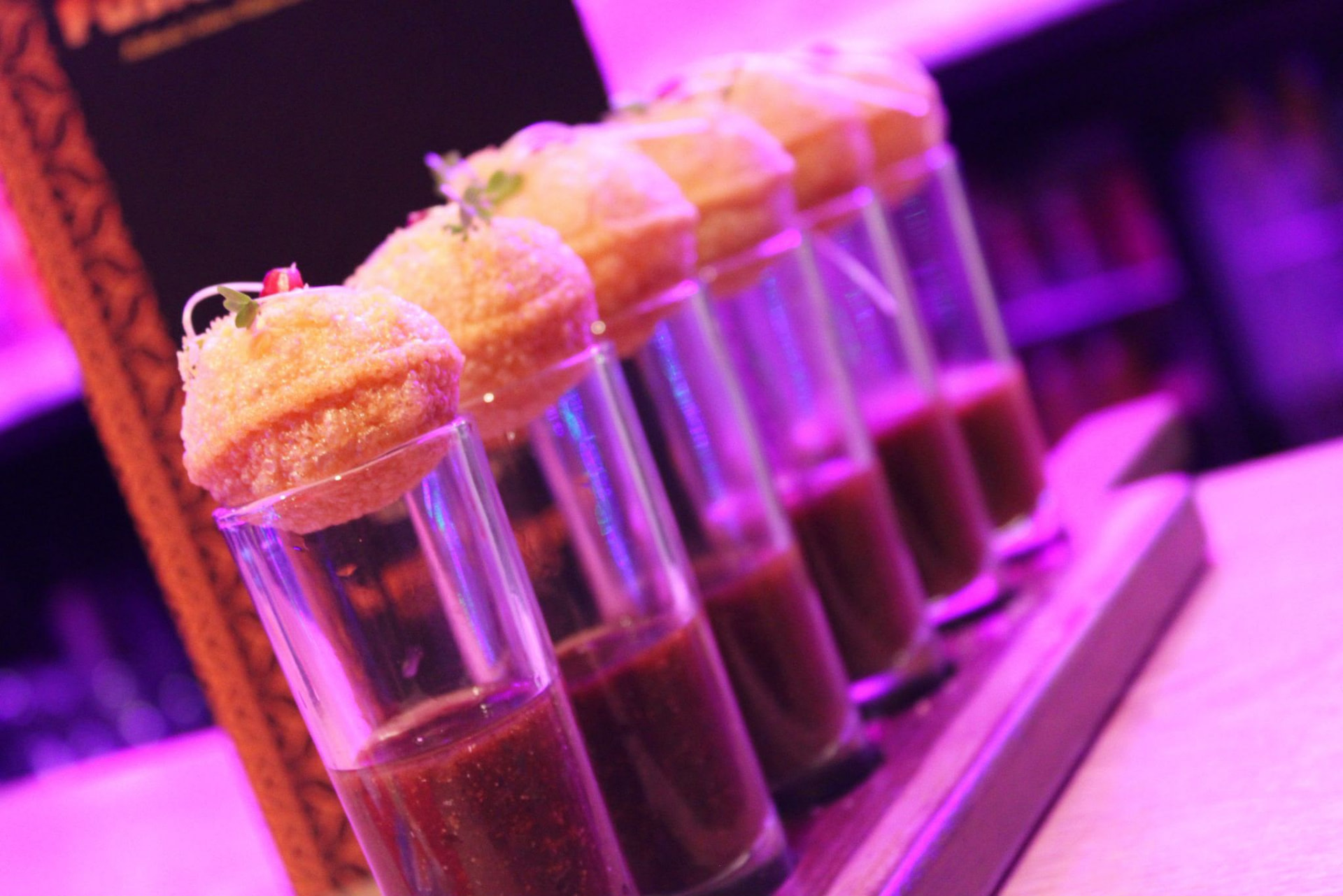 Pani puri served in shot glasses