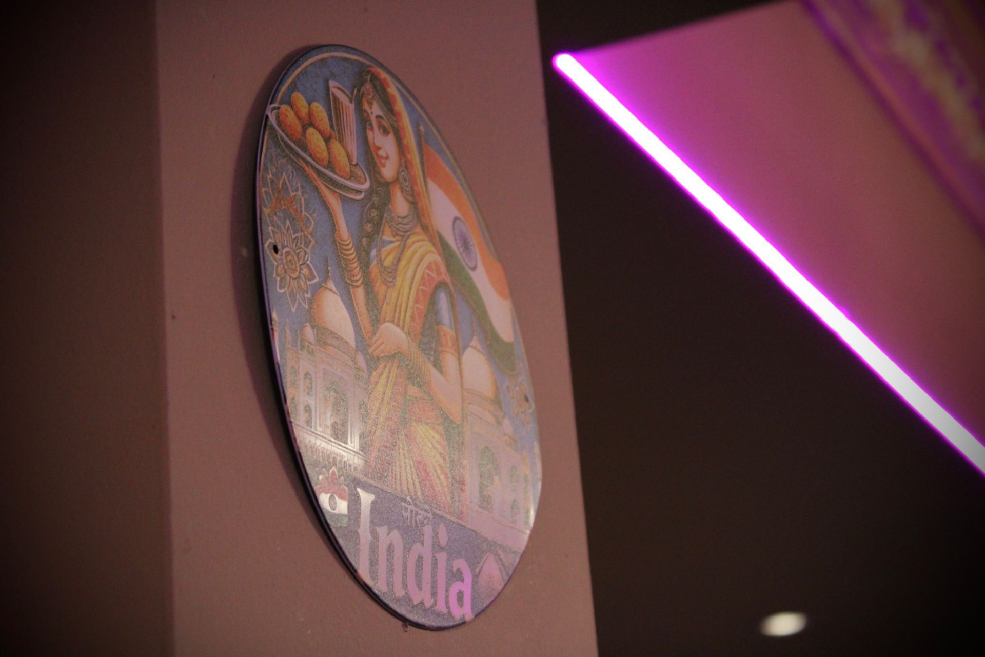Indian wall artwork inside the restaurant
